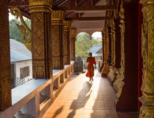 Laos-jeune moine courant